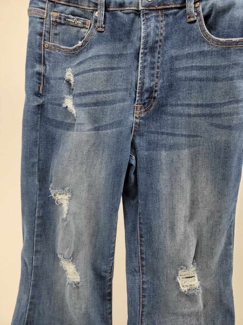 Y2K Flare Jeans Distressed High Rise Bell Bottom Medium Wash Stretch Denim 29 - Picture 5 of 10